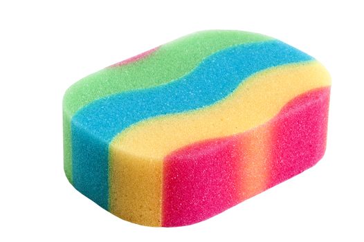  a  colored sponge  on a  white background