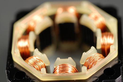 single phase induction motor open showing windings and coils