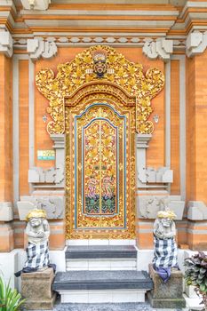 The traditional wood door of a building at bali, indonesia