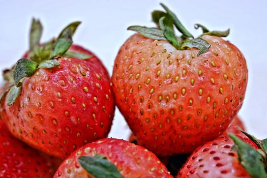 Close Up Red Strawberry Group