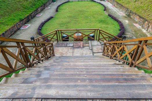 Sylhet, Bangladesh - October 13, 2016: Wood walk path in mangrove forest at sylhet, Bangladesh