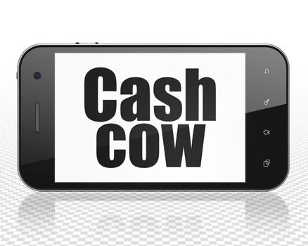 Business concept: Smartphone with black text Cash Cow on display, 3D rendering