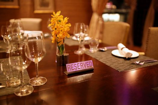 Reserved table in restaurant