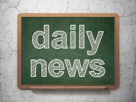 News concept: text Daily News on Green chalkboard on grunge wall background, 3D rendering