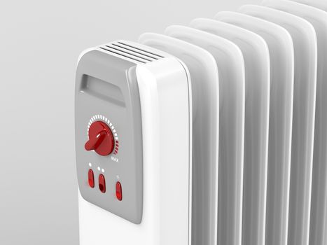 Close-up of oil-filled electric heater