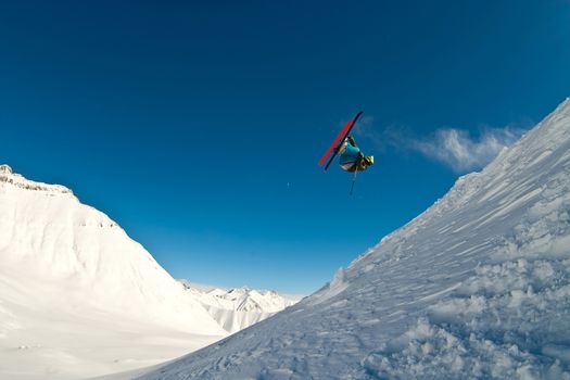 Skier flying in the air