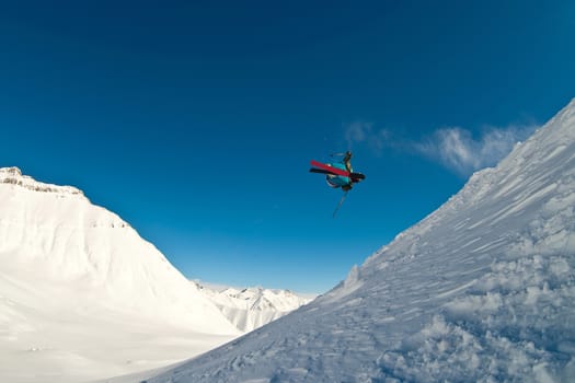 Skier flying in the air