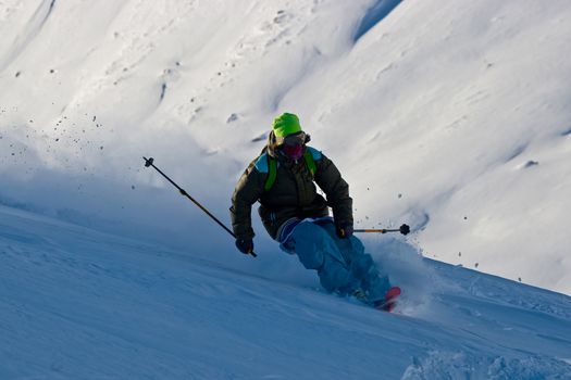 Freerider and snow powder. Mountains of Georgia