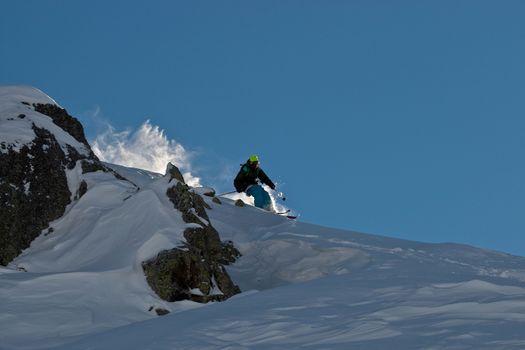 Freerider and snow powder. Mountains of Georgia