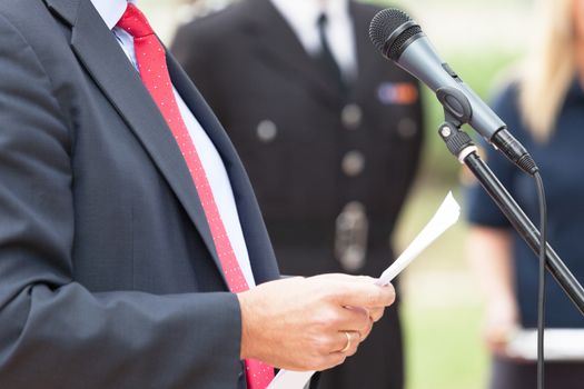 Politician is giving a speech