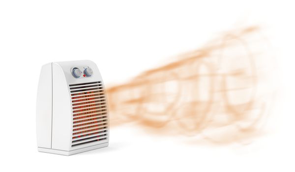 Fan heater blowing hot air