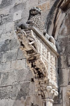Ancient decorations in the old town of  Korcula island