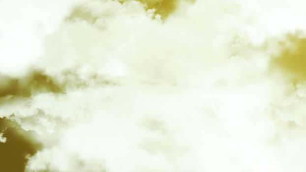 Flying through clouds. Computer graphic. 3D rendering