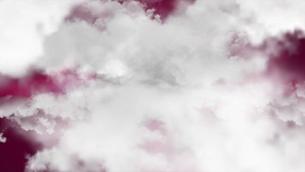 Flying through clouds. Computer graphic. 3D rendering