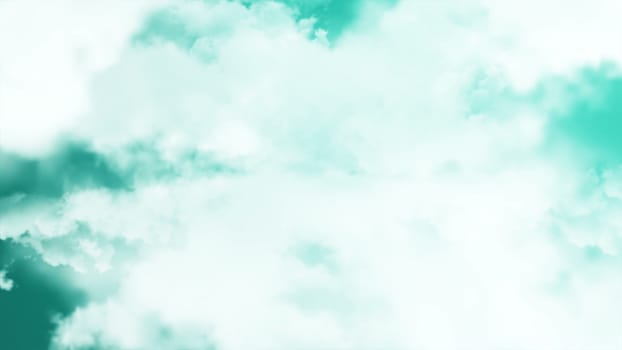 Flying through clouds. Computer graphic. 3D rendering