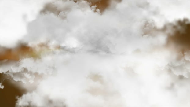 Flying through clouds. Computer graphic. 3D rendering