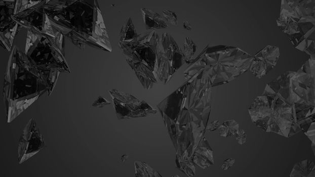 Abstract background with diamonds. Black backdrop. 3D rendering