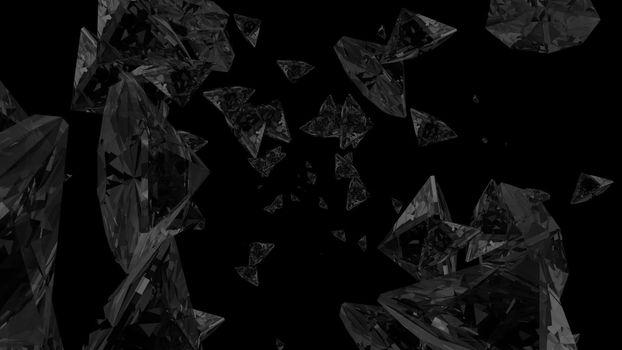 Abstract background with diamonds. Black backdrop. 3D rendering