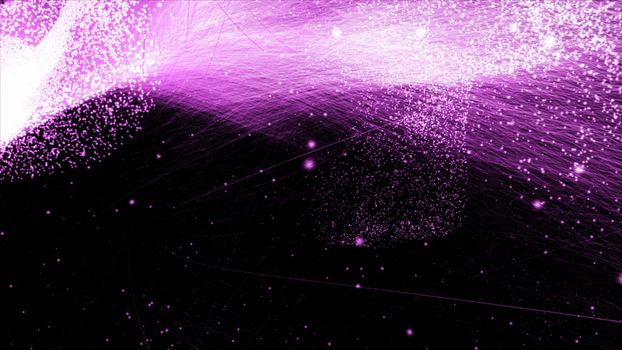 3d rendering of particle trails. Particles move to the side and leave a sparkle trail.