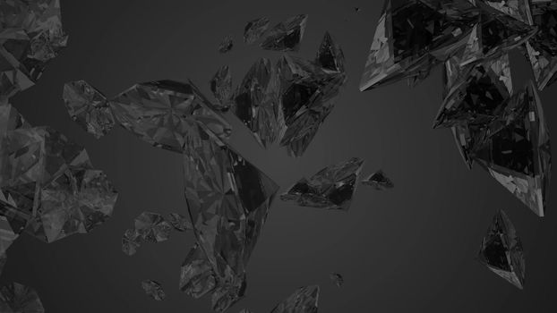 Abstract background with diamonds. Black backdrop. 3D rendering