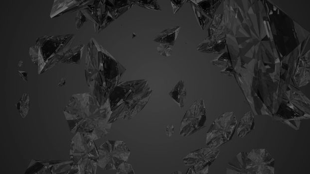 Abstract background with diamonds. Black backdrop. 3D rendering