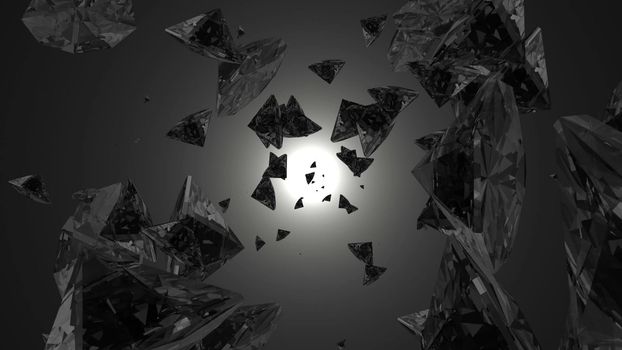 Abstract background with diamonds. Black backdrop. 3D rendering