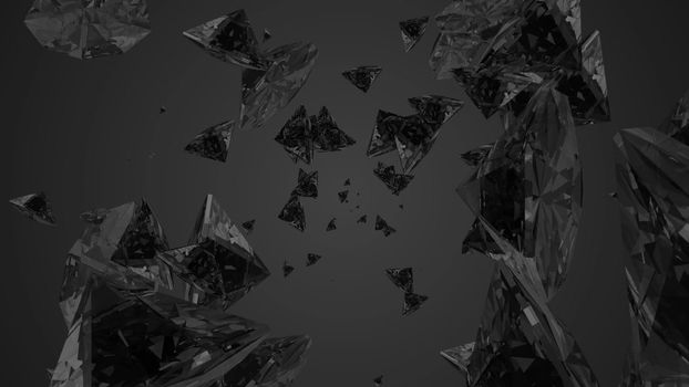 Abstract background with diamonds. Black backdrop. 3D rendering