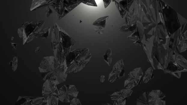 Abstract background with diamonds. Black backdrop. 3D rendering