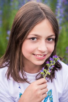 portrait of a girl in a summer sunny day