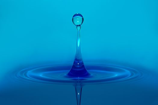 high speed blue water droplets