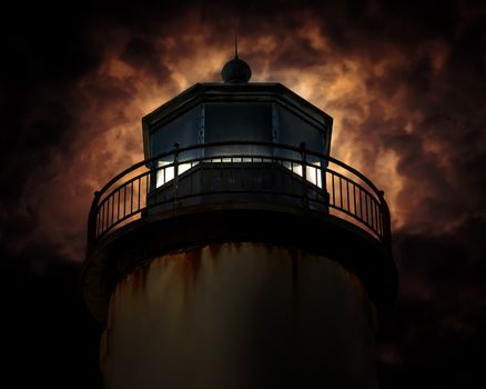 Lighthouse in the Night, Color Image, Night