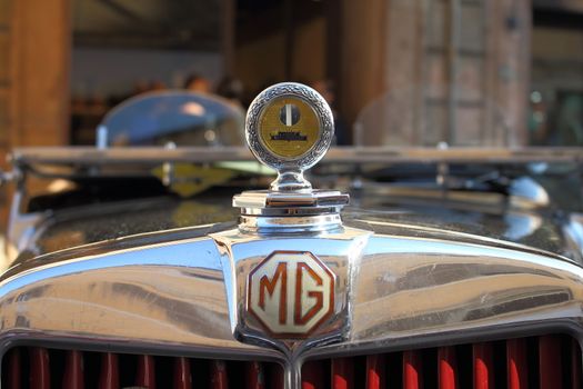 Ferrara, Italia - September 24, 2016: The event "AutoMotoStoriche in Old Town" you can admire an exhibition of cars and motorcycles in the historic center of Ferrara. Front of Boyce motometer, The Boyce MotoMeter was used in automobiles to read the temperature of the radiator