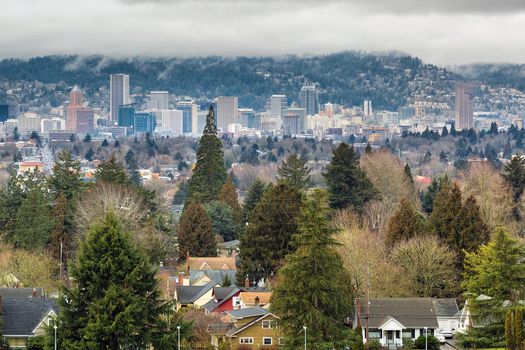 City of Portland Oregon Skyline from Mount Tabor