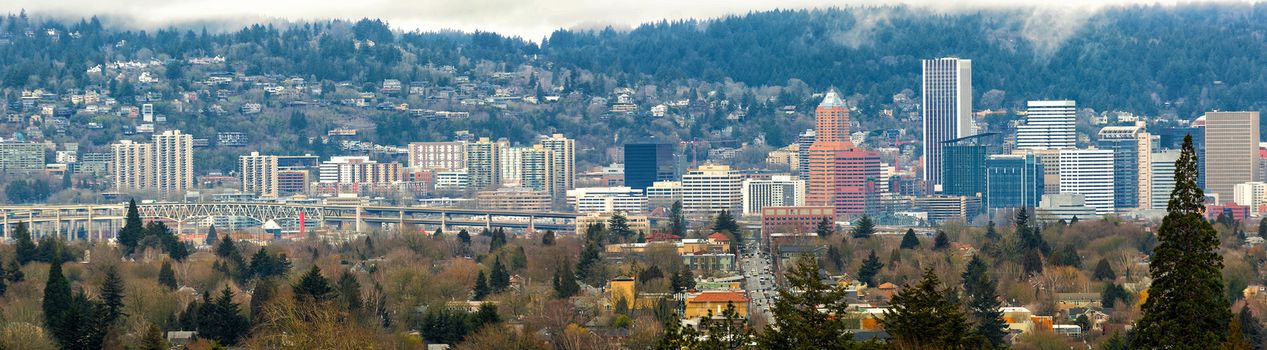 Marquam Bridge Freeway by the City of Portland Oregon Panorama