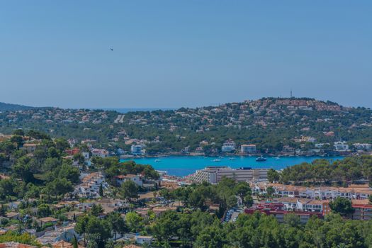 Panorama of the bay Paguera photographed from the mountain in Costa de la Calma.