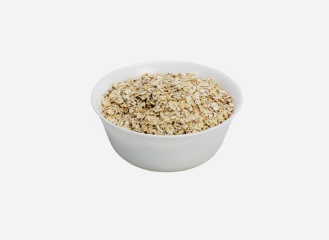 Bowl of oats porridge isolated on a white background Healthy breakfast