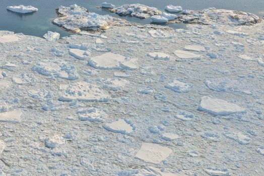 melting ice over the Greenland in spring time