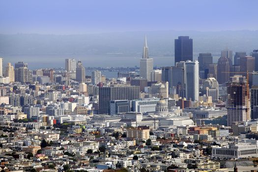 Panorama view of downtown financial district of San Francisco, California