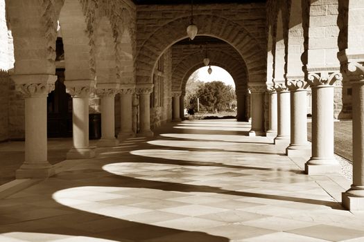 Stanford University California at late afternoon. Palo Alto, USA