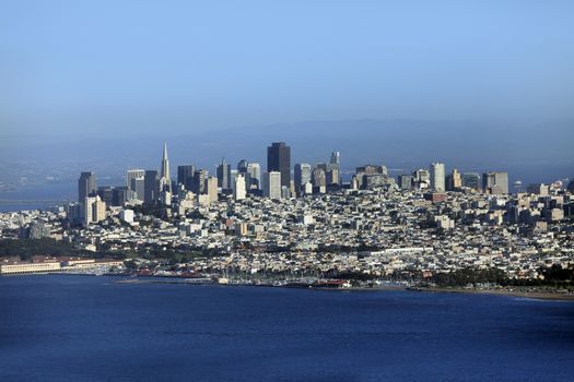 Panorama view of downtown financial district of San Francisco