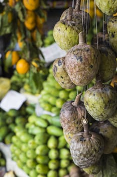 A lot of tropical fruits in outdoor market in Sri-Lanka

