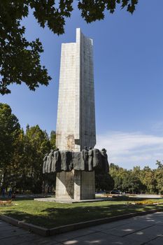 People's Friendship Monument in honour of the 100th anniversary of Kyrgyzstan's entry to Russia. Bishkek formerly Frunze, is the capital of the Kyrgyz Republic. 