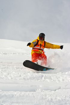 Freerider skiing in the mountain of Georgia