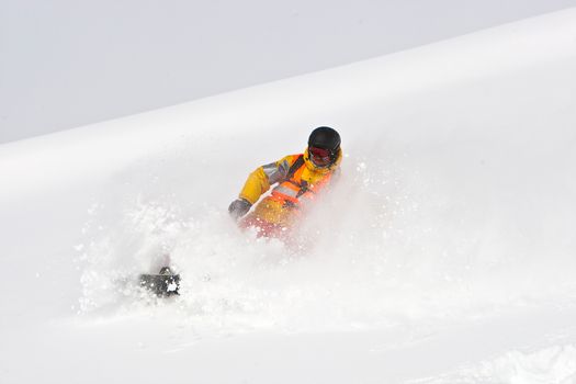 Freerider skiing in the mountain of Georgia