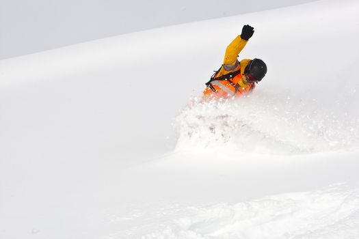 Freerider skiing in the mountain of Georgia