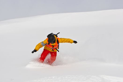 Freerider skiing in the mountain of Georgia