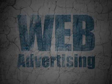 Marketing concept: Blue WEB Advertising on grunge textured concrete wall background