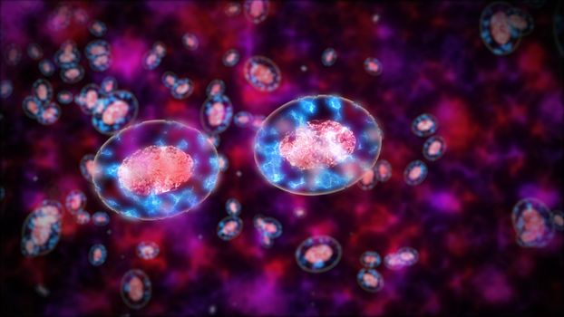 3d rendering of Bacterias virus under microscope. 