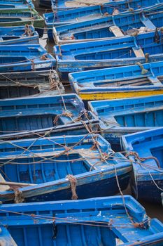 Blue fishing boats in Essaouira, Morocco, Africa

