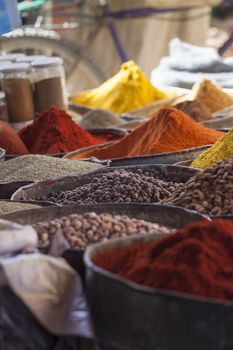 Arabic spices at traditional market. Morocco. Africa.